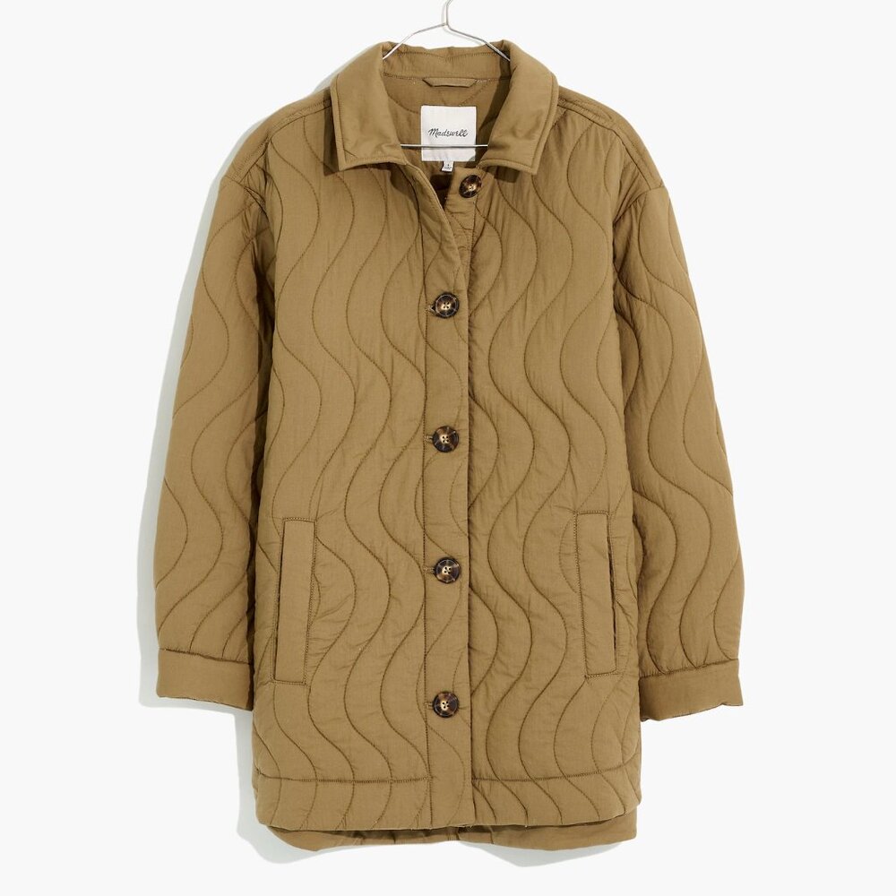 Madewell Quilted Belrose Shirt-Jacket in Distant Surplus